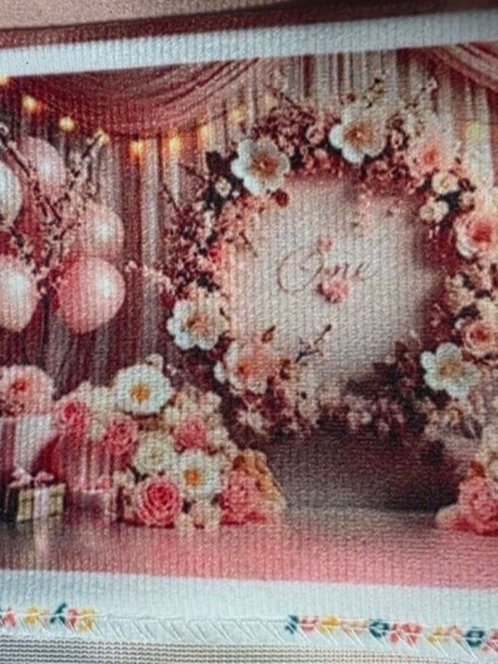 Floral Pink Wedding Backdrop with Roses and Wreath